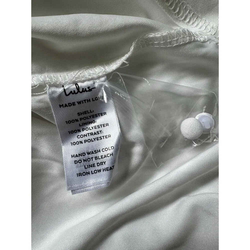 Lulus White Wedding Dress Size Small NWD Train Button Back Tulle Halter Neckline - Image 11