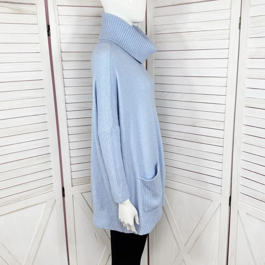 Loft Cowl Neck Pockets Front Tunic Sweater Powder Blue XS - Image 3