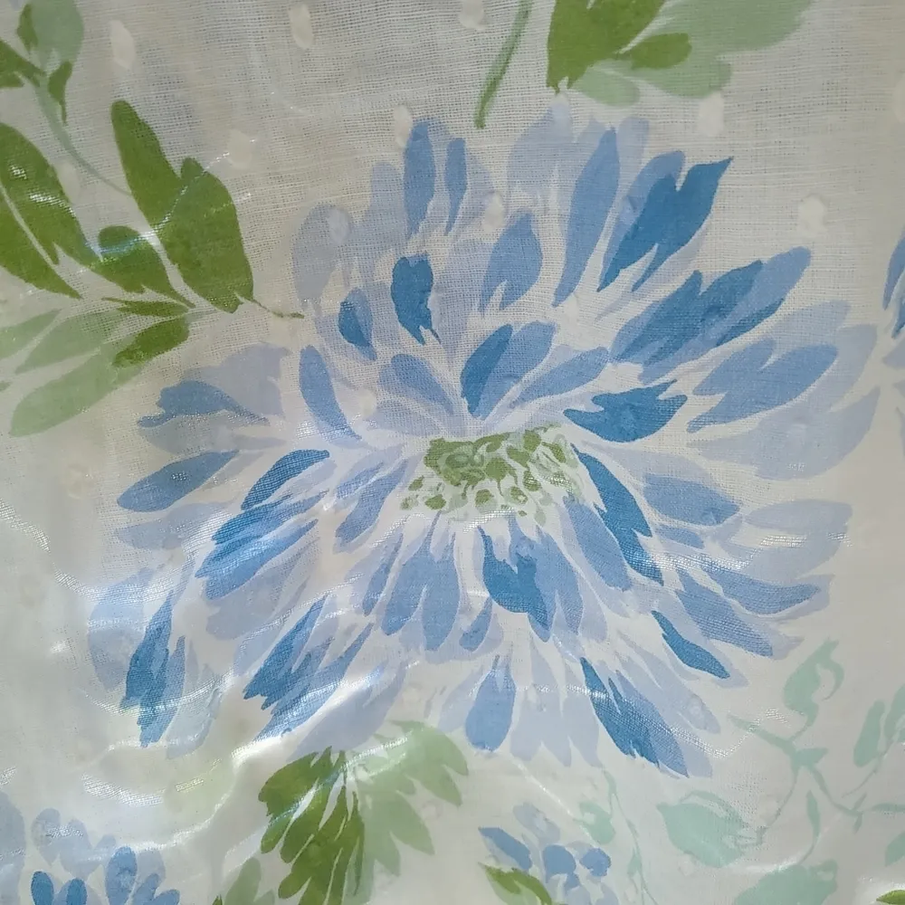 Gloria Vanderbilt 1X Blue Green All Over Floral Swiss Dot Cotton Aloha Top Plus - Image 4