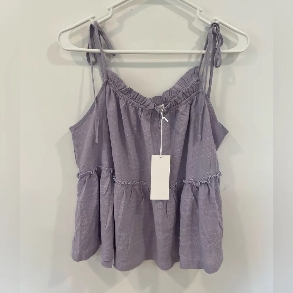 Lush NWT Purple Smocked Camisole Top sz Large - Image 3