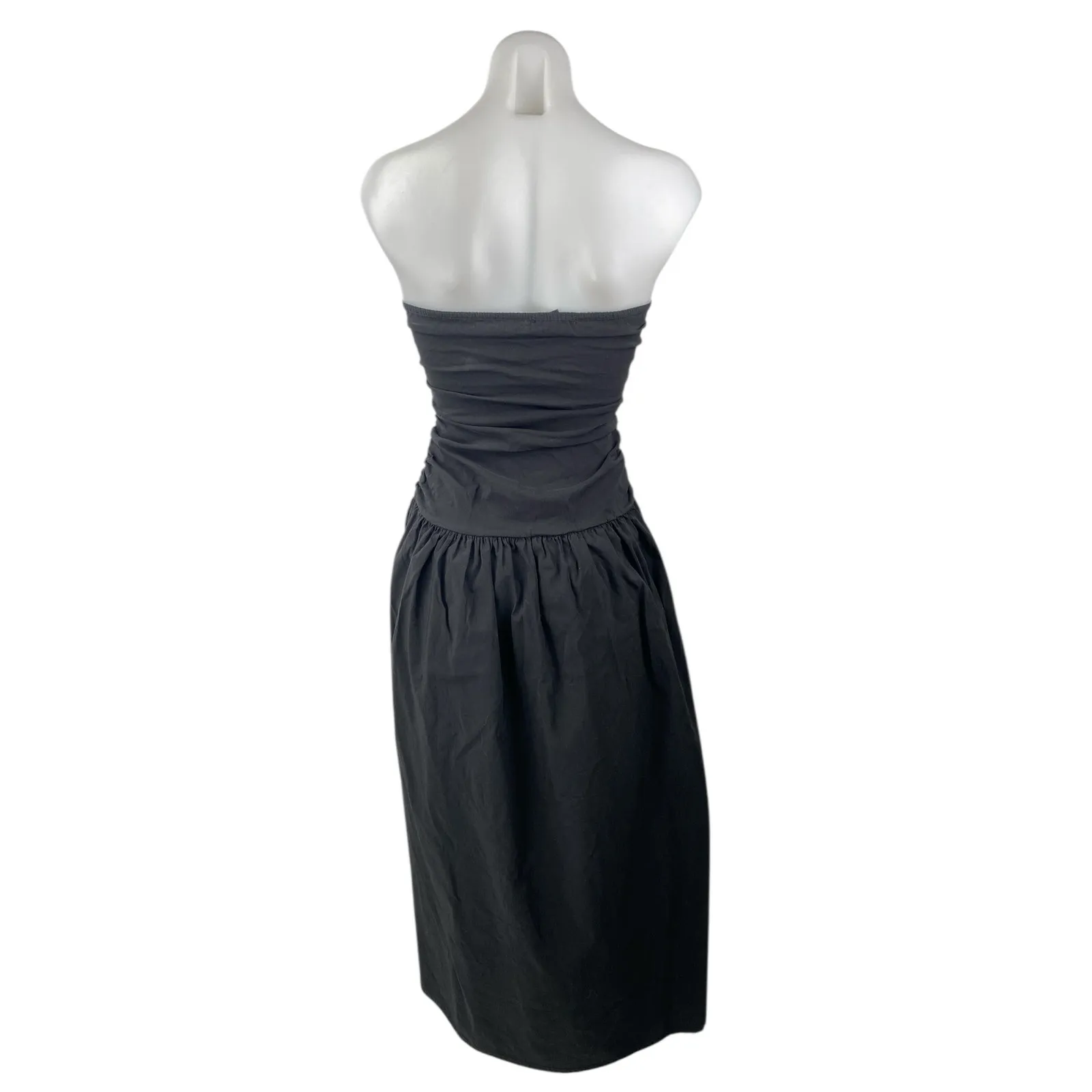 PrettyLittleThing Black Strapless Sleeveless Midi A-Line Tank Tube Dress Size 2 - Image 2