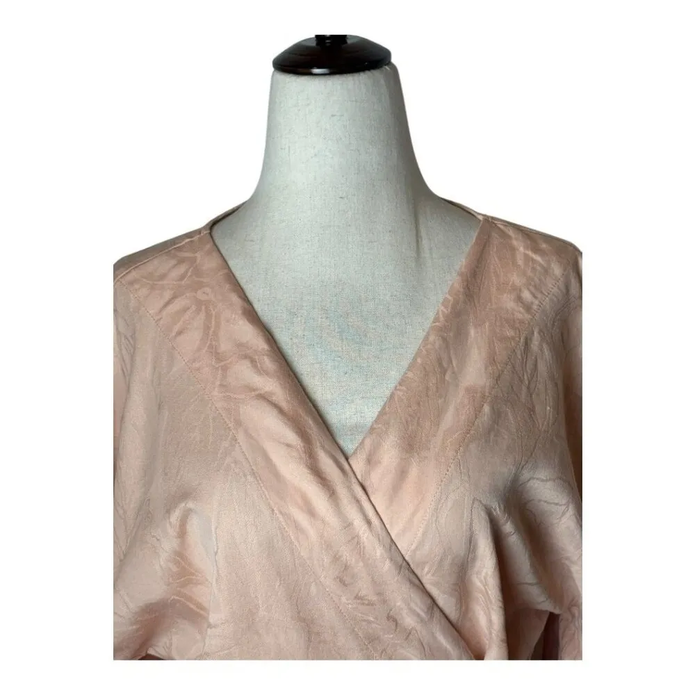 Zara Shirt Women Small Pink Floral Kimono Wrap Blouse Boho‎ Cottagecore - Image 4