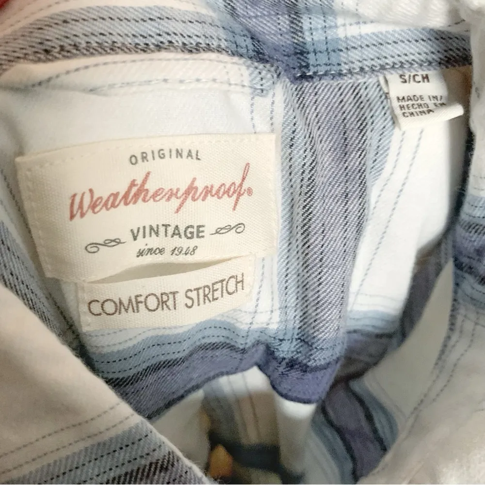 Weatherproof Vintage Comfort Stretch Flannel Button-Up Shirt Blue Plaid S - Image 5