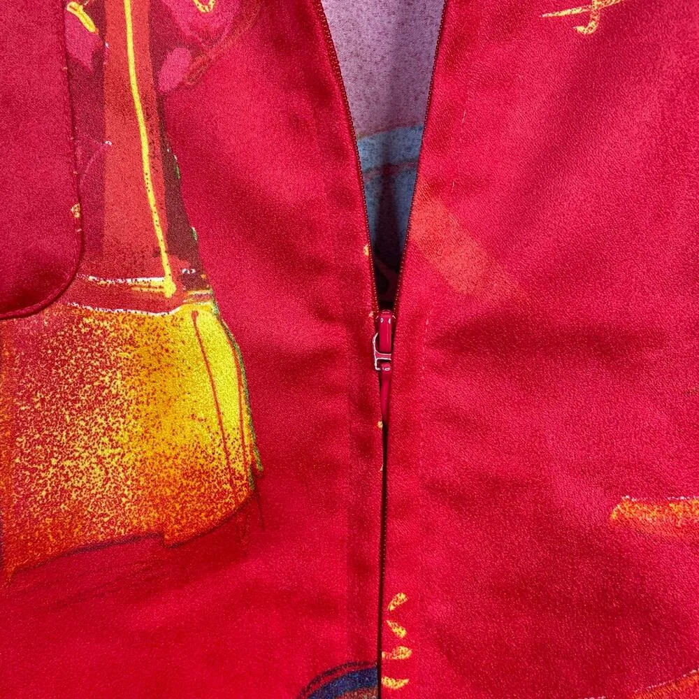 Chicos Faux Suede Red Asian Zip Up Long Sleeve Shirt Jacket Womens 2 L 12 New - Image 5