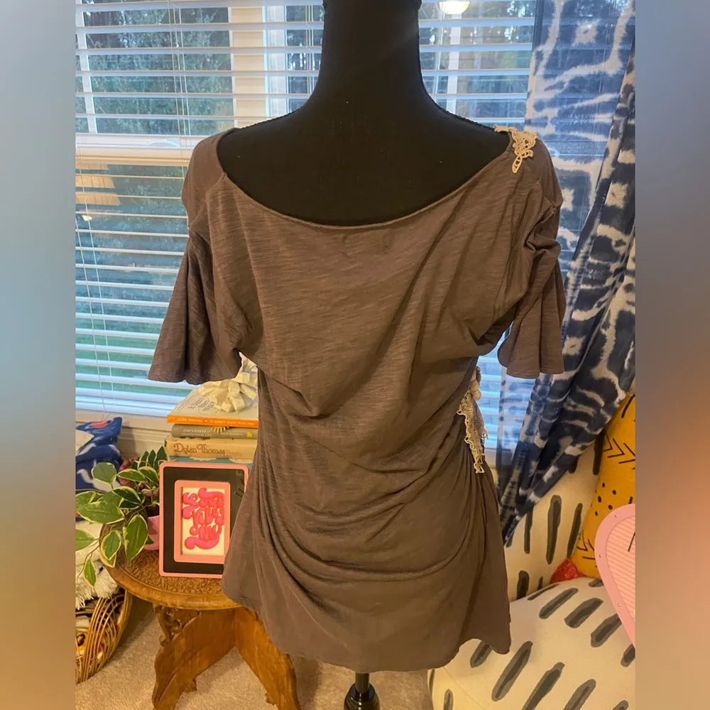 Anthropologie Deletta TunicTop Cinched Crochet Lace fFlutter Fairy Top - Image 5