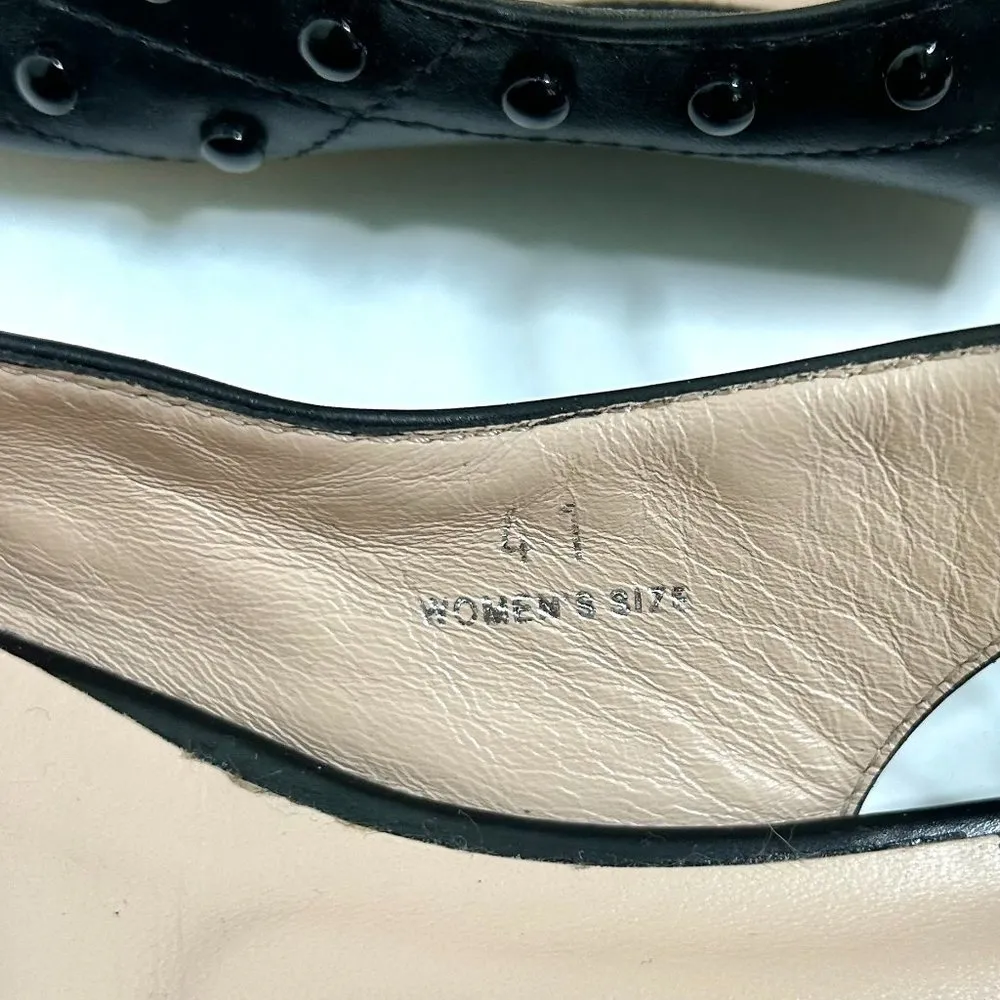 Tod's Embellished Point-Toe Flats with Ankle Strap in Black Size 10.5 / 11 - Image 12