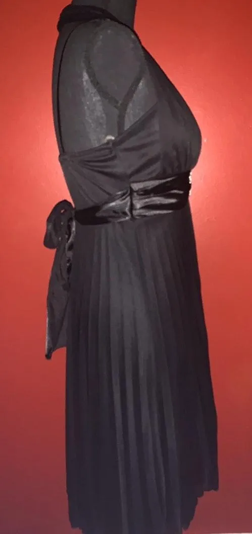 Neon Black Sheer Halter Top Dress Size M - Image 4