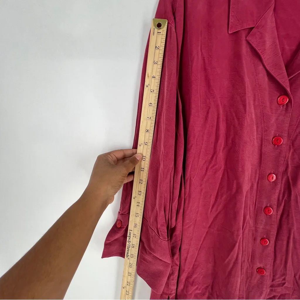 Tianello TENCEL Plus Sized Aida Blouse Button Front Garment Dyed Raspberry 2X Pink - Image 10