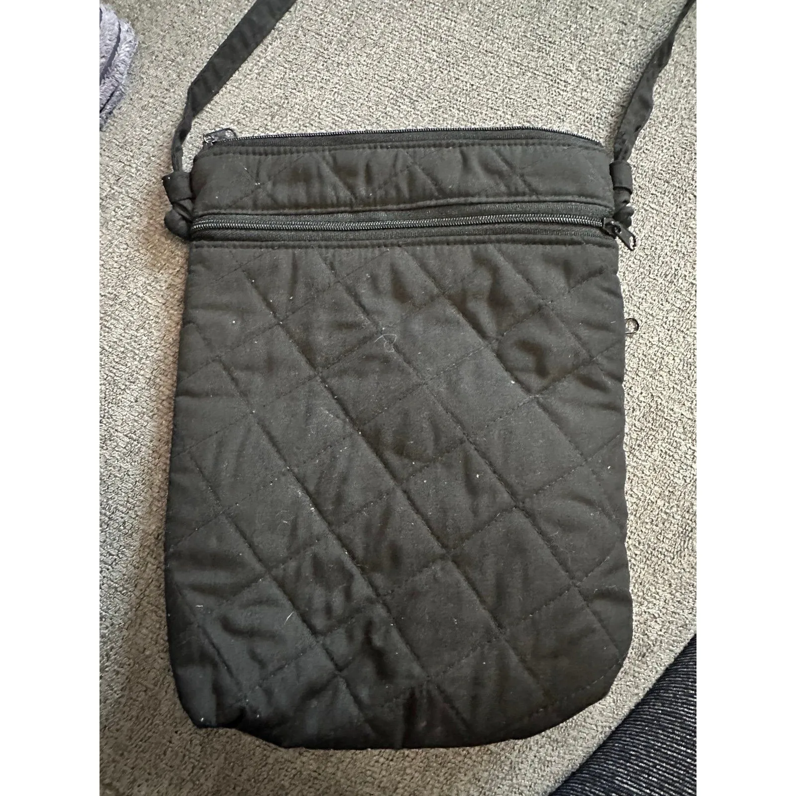 Hawaiian Queens Quilt Floral Embroidered Hand Stitched Zipper Crossbody Tote Bag Black - Image 4