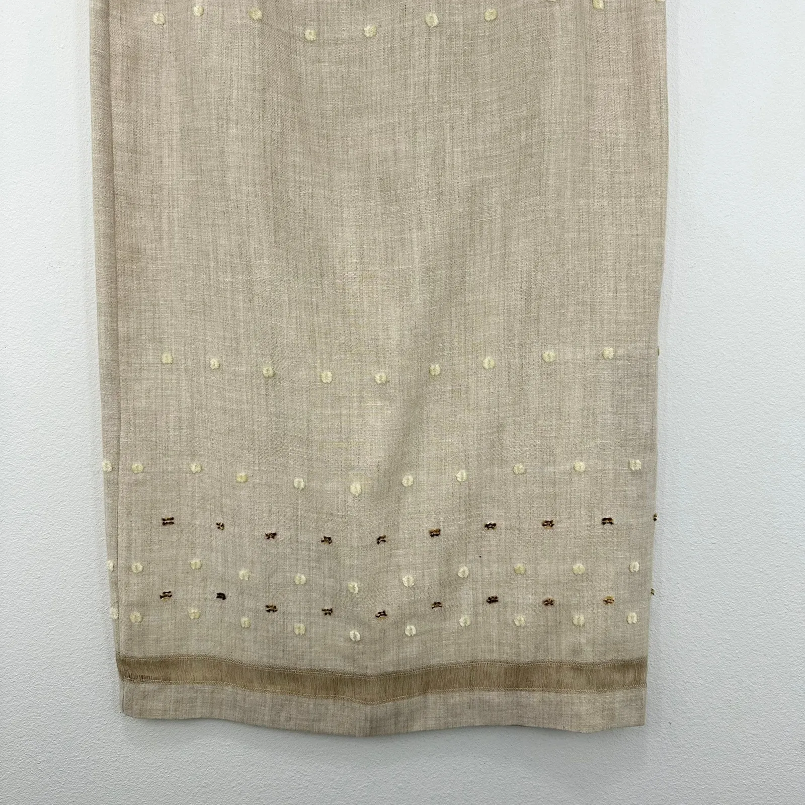 Bianca Nygaard‎ Linen Blend Skirt Beige Brown Embellished Midi Lagenlook Size 16 Tan - Image 3