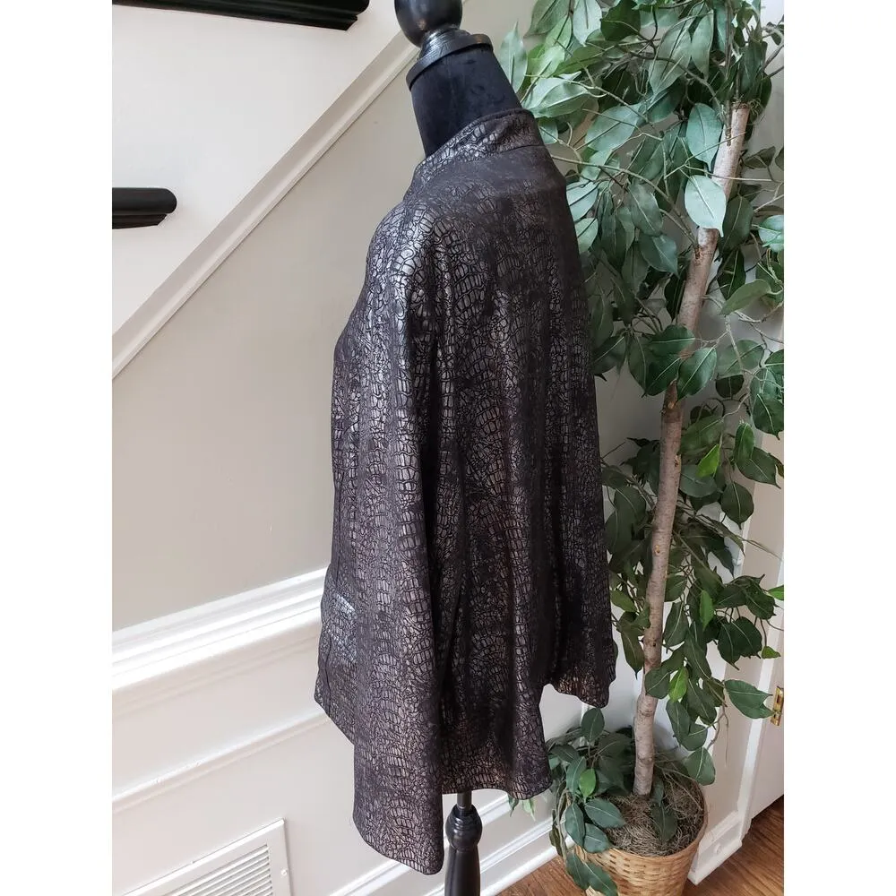 Alfred Dunner Womens Jacket Size Plus 18W Silver Black Reptile Snake Zip Front - Image 12