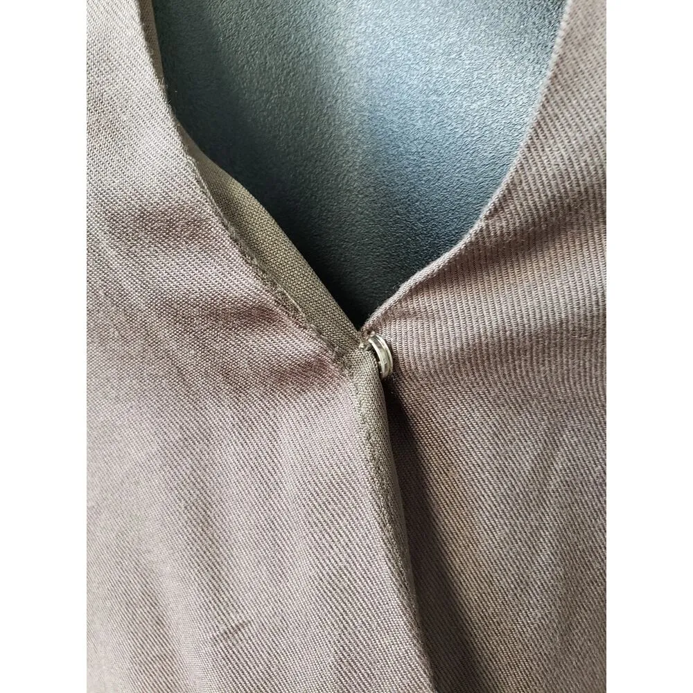 Loveriche Romper Womens Small Brown Rayon Pockets Long Sleeve Keyhole Snap - Image 14