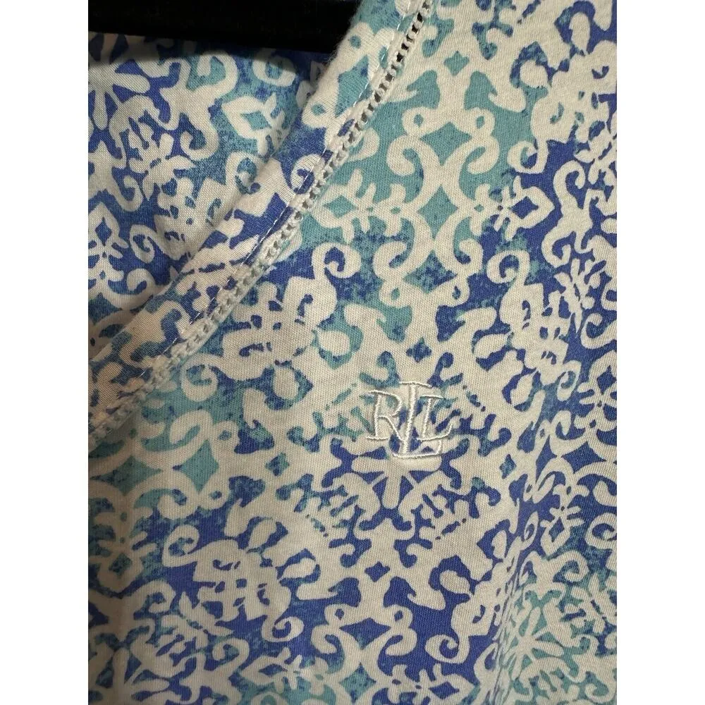 RALPH LAUREN Pajamas Womens Small Black Label Blue Capri & Top Sleepwear Set - Image 2