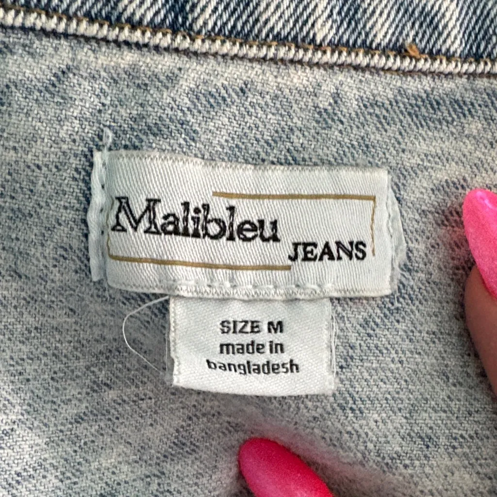 Classic Light Blue Distressed Jean Jacket Size M - Image 16