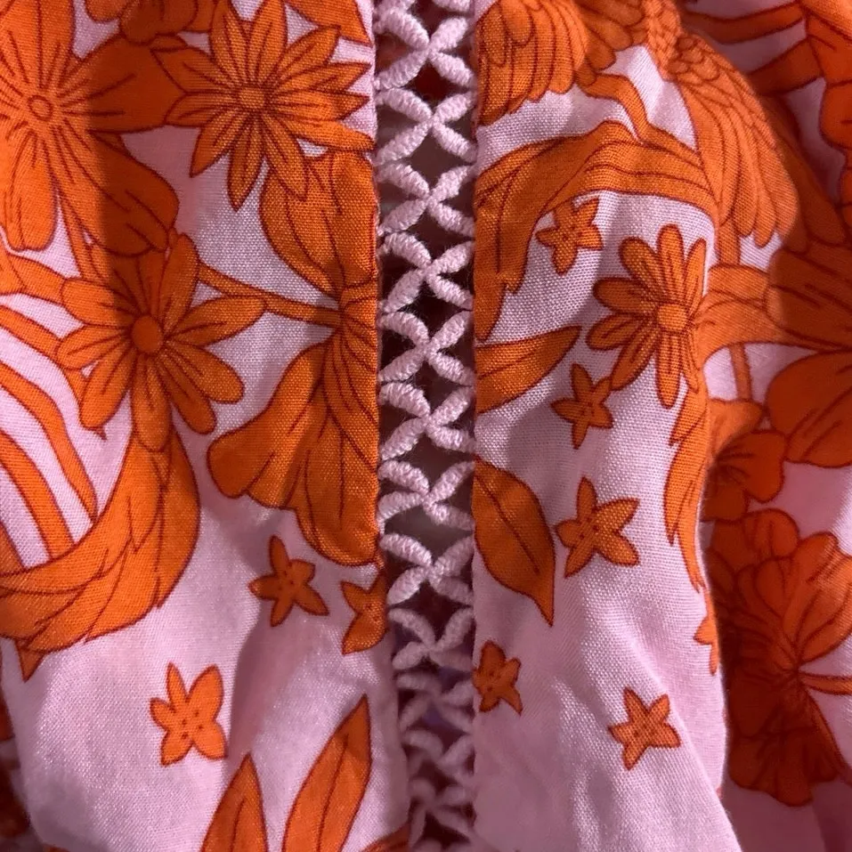 Abel the Label Anthropologie Size XS Floral Print Halter Maxi Dress Orange Pink - Image 6