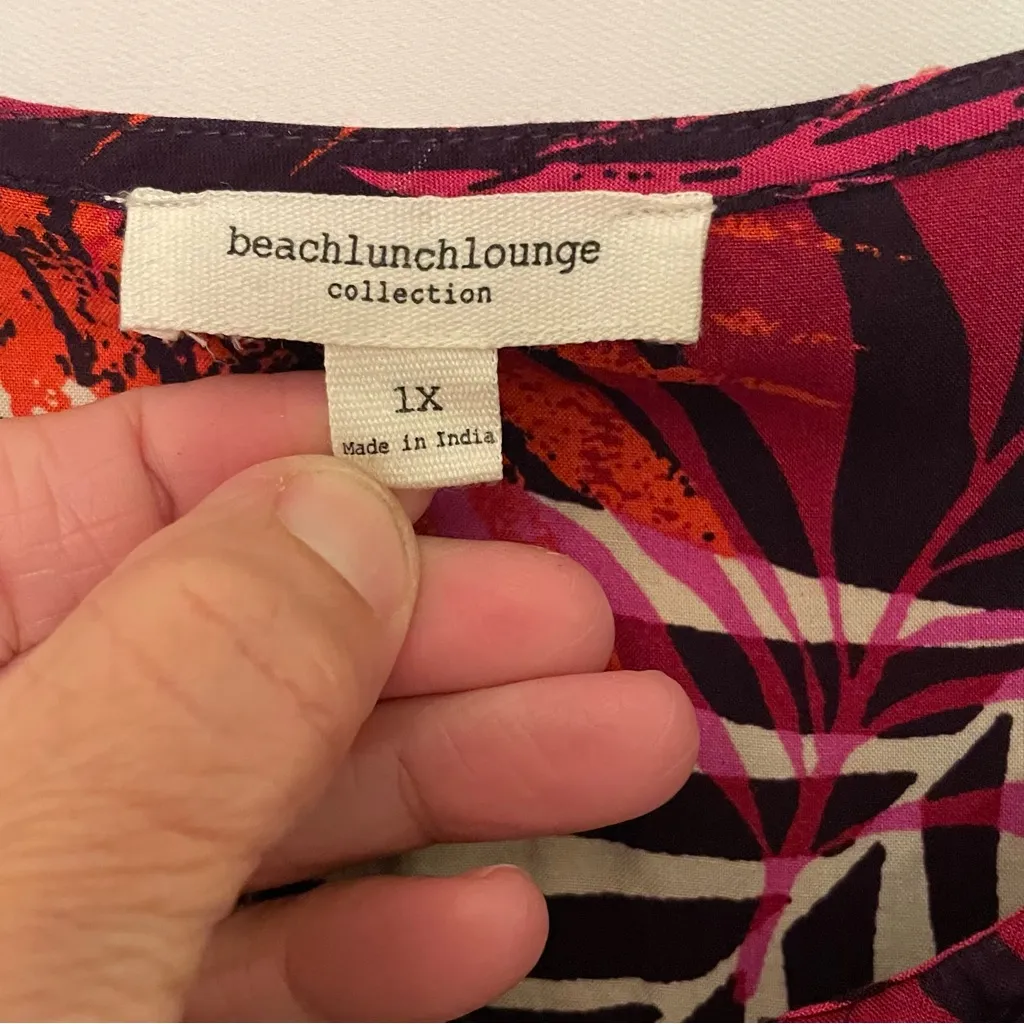 beach lunch lounge Palm Leaf Sun Dress Midi  Women 1X Beachy Summer Flowy Orange - Image 5