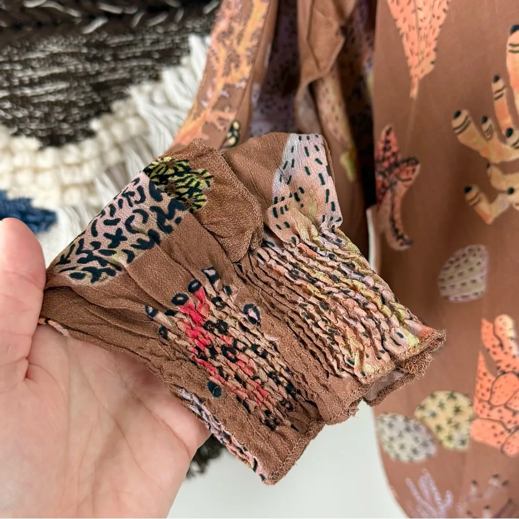 Blank Anthropologie Imogen Button Down Blouse Sz M Nwt Brown Size M - Image 7