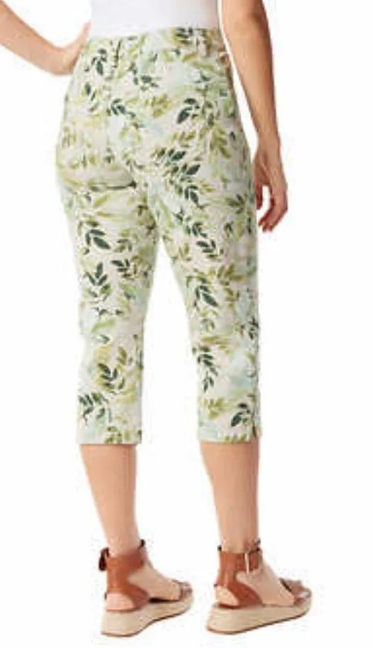 Amanda Green White Spring Leaf Print High Rise Capri Pants NWT - Image 3