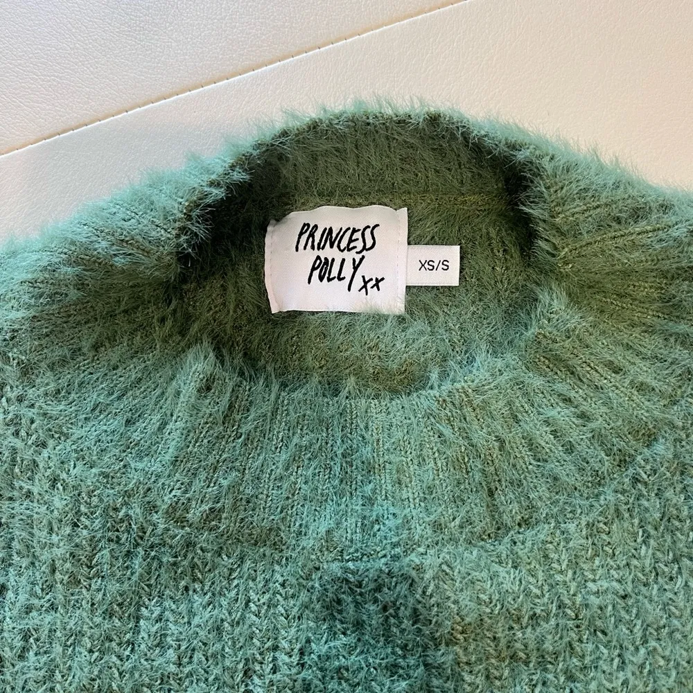 Princess Polly Green Winslow Fuzzy Soft Tie Front Jumper Sweater XS Small - Image 4