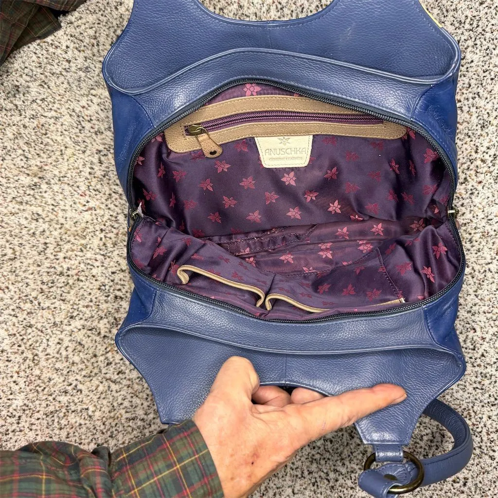 Anuschka Handpainted Butterfly Floral Hobo Bag Multicolor Large - Image 11