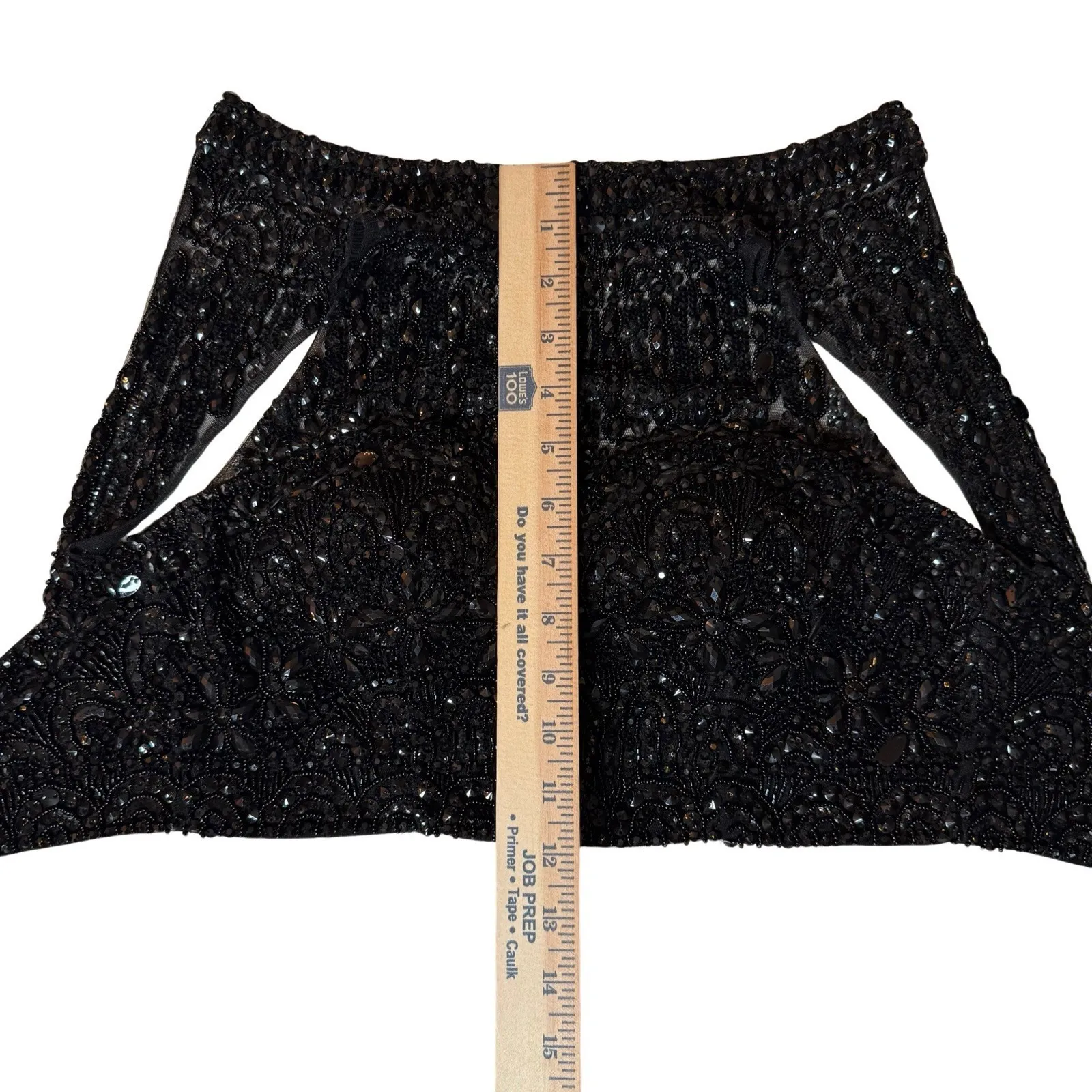 90s Evening Vintage Beaded Halter Crop Top XS 2 Black Sheer Backless Fairy Party - Image 8