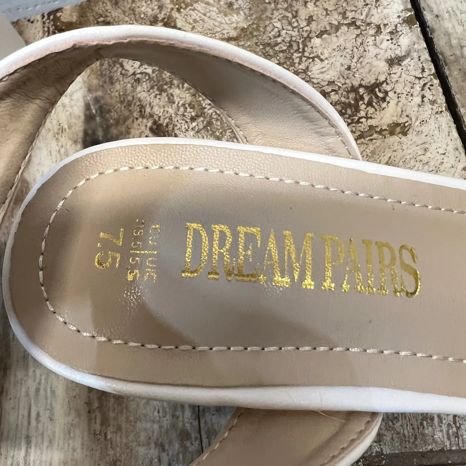 Dream Pairs White Block Heel Sandals Ankle Strap Open Toe Minimalist Size 7.5 - Image 6