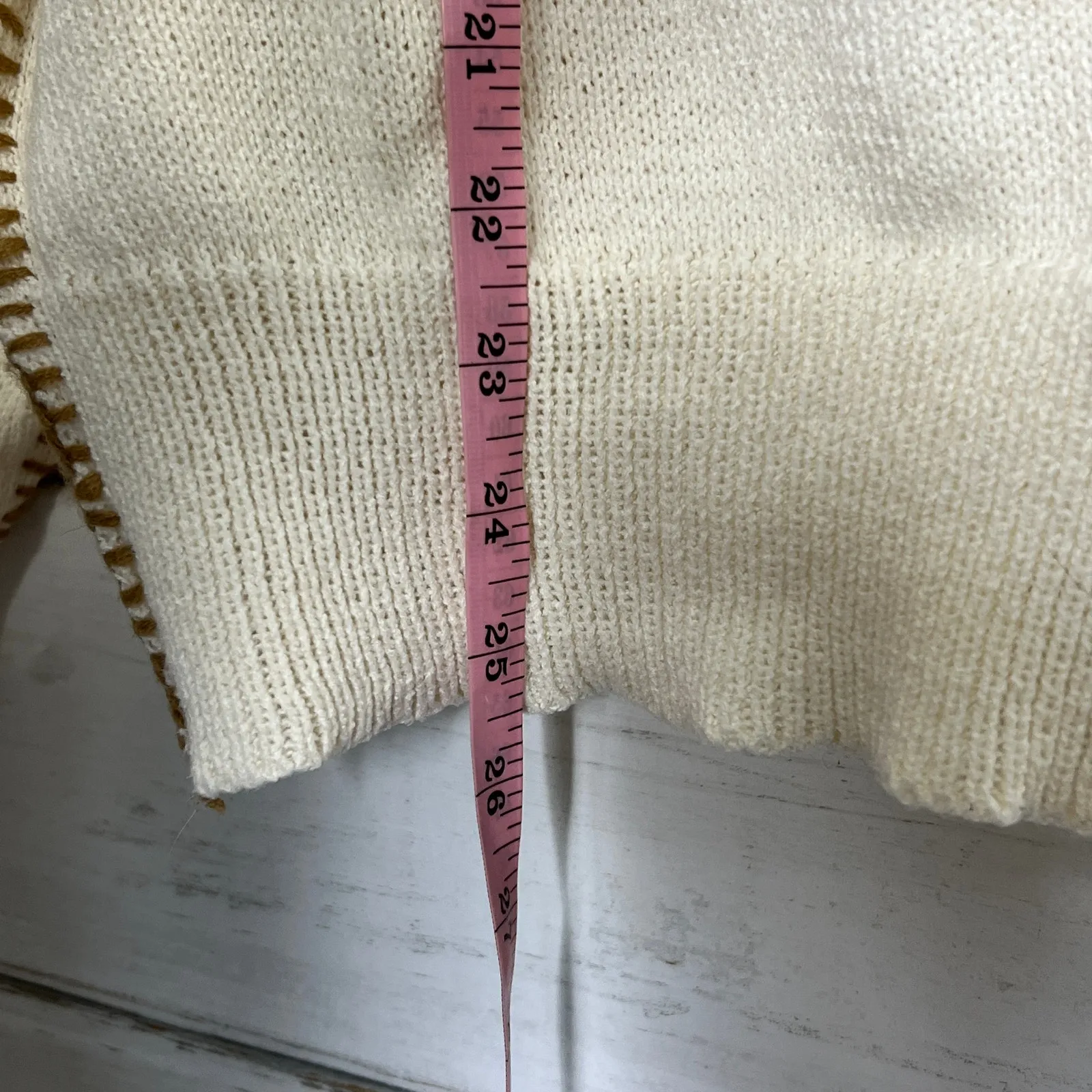 Bibi Cream Crew Neck Pullover Knit Sweater Size Medium - Image 6