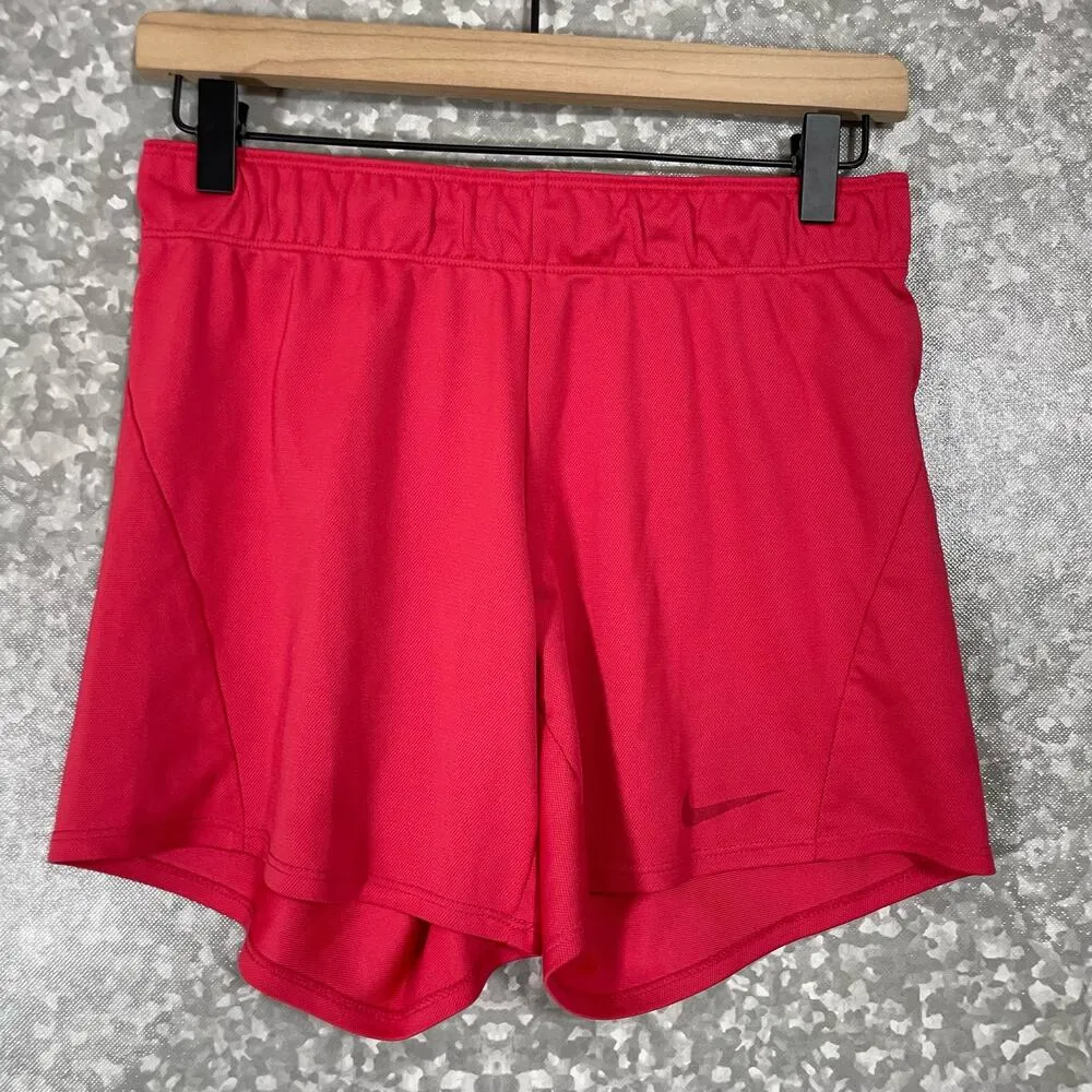 Nike Women's Dark Pink Dri-Fit Fold Over Waist Shorts - Size XS - Activewear - Image 2