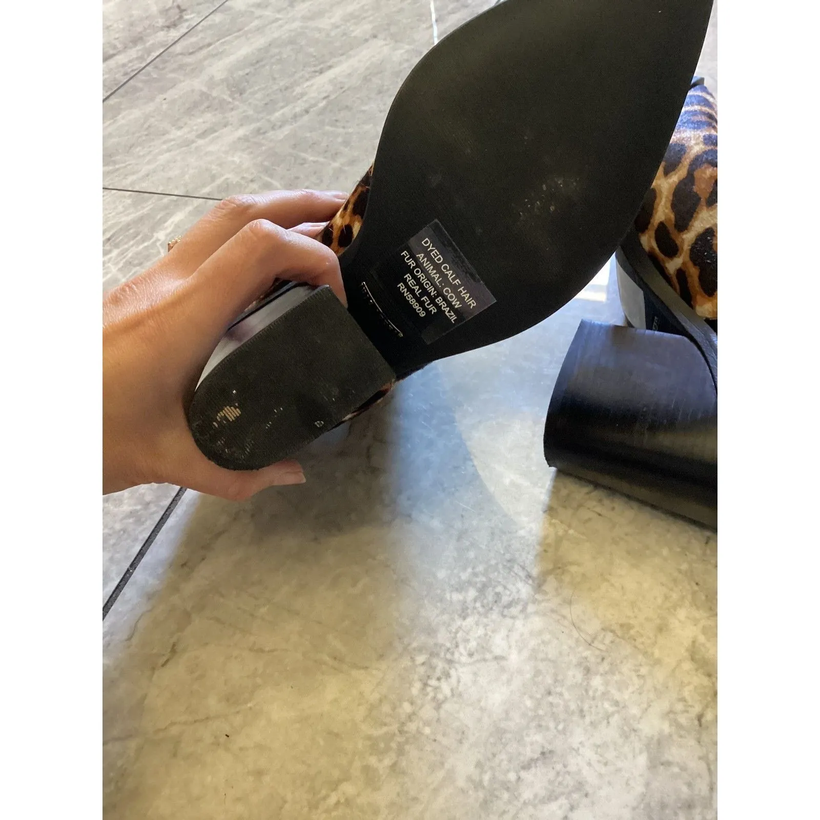 Gianni Bini Boots Womens Size 6M 36.5 Brown Leopard Calf Hair Western Brazil - Image 5