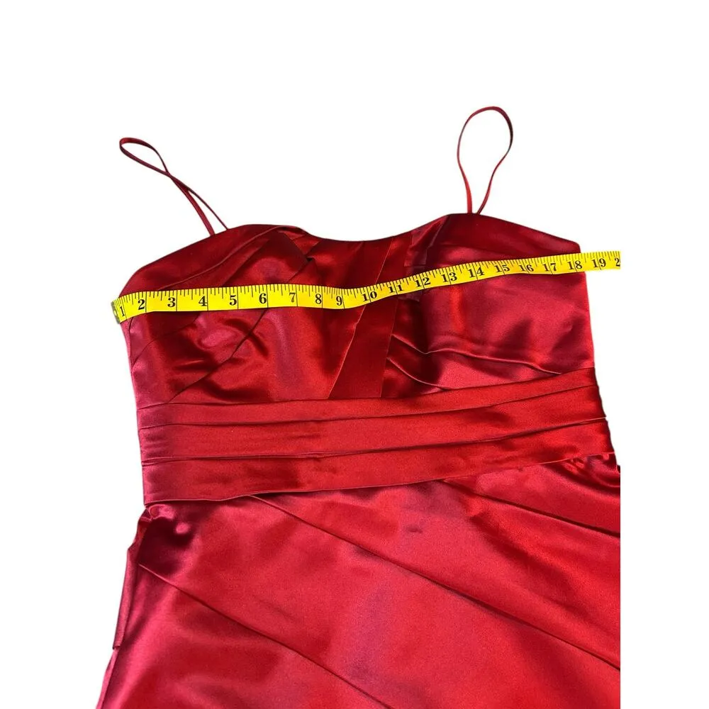 Red Satin Sorella Vita Sweetheart Cocktail Dress - Size 14 - Image 4
