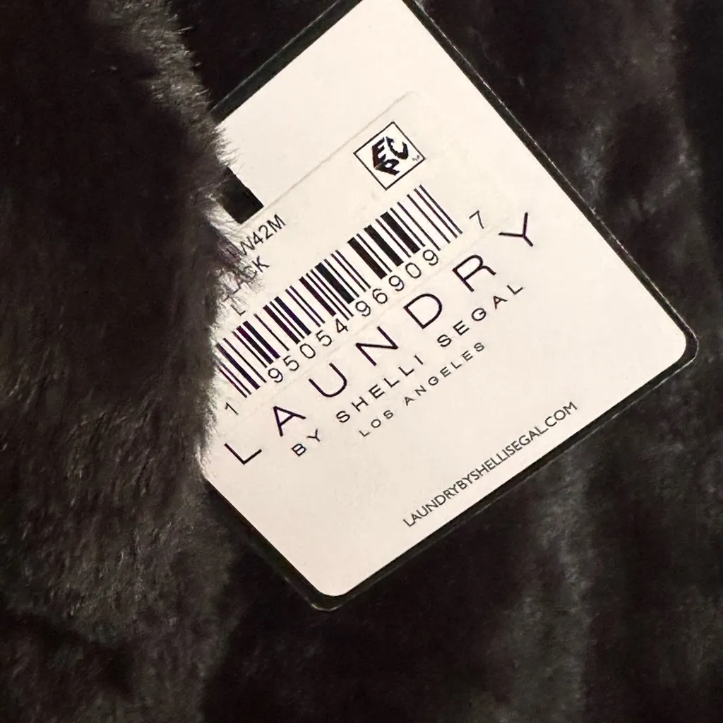 NWT Laundry by Sheli Segal Black Faux Fur Shrug Sz L - Image 5