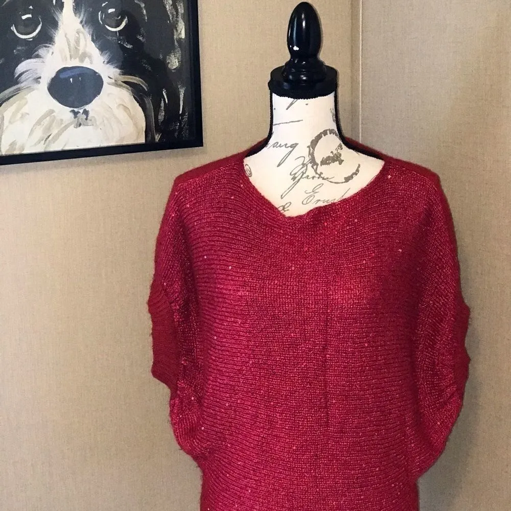 New Directions Weekend Glitter Knit Large Red - Image 2