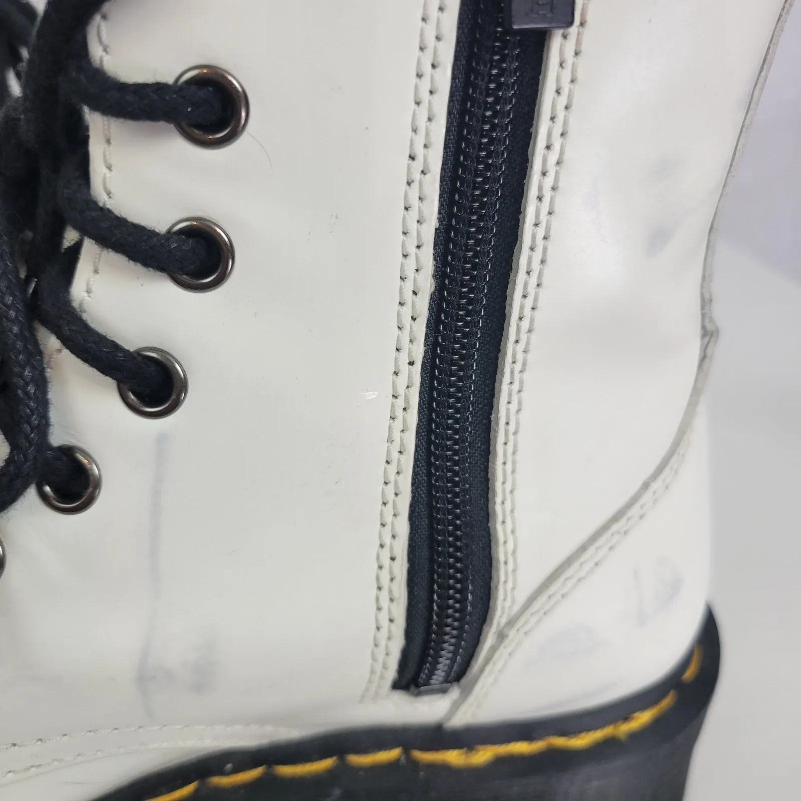Doc Martens Womens Shoes Size 6 White Round Toe High Platform Side Zip‎ Boots - Image 10