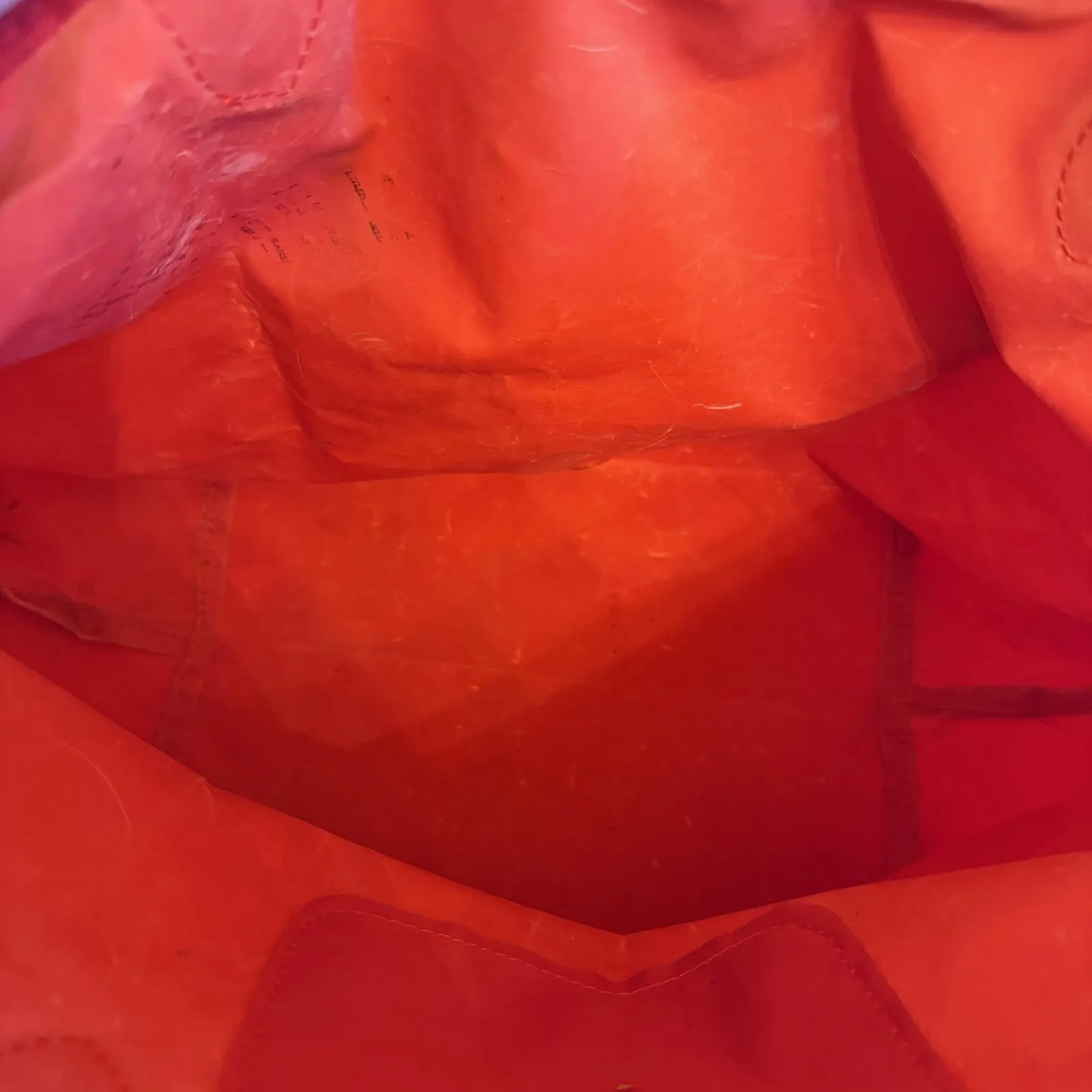 Longchamp Le Pliage Tote Bag Womens Large Red Nylon Leather Shoulder Handbag - Image 9