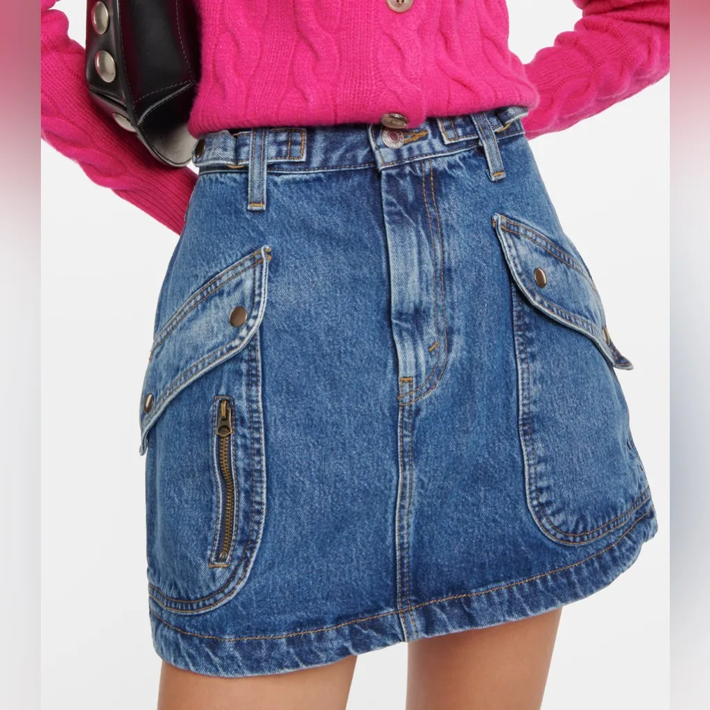 Re/Done Racer Denim Cargo Mini Skirt Moto Speedway Size 27 - Image 4