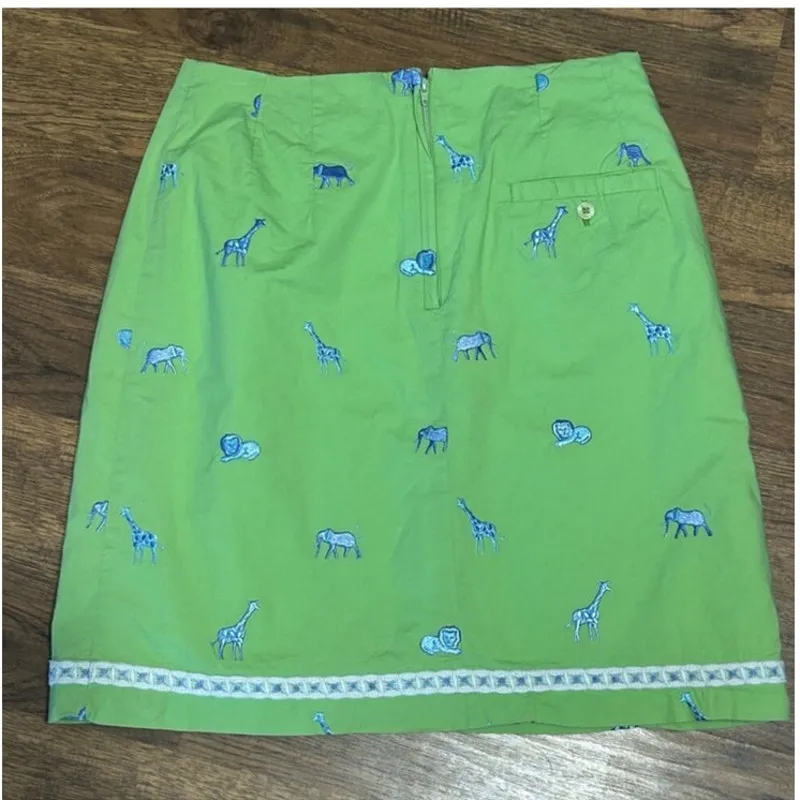 Vintage Lilly Pulitzer White Label Embroidered Safari Skirt Size 0 Preppy - Image 12