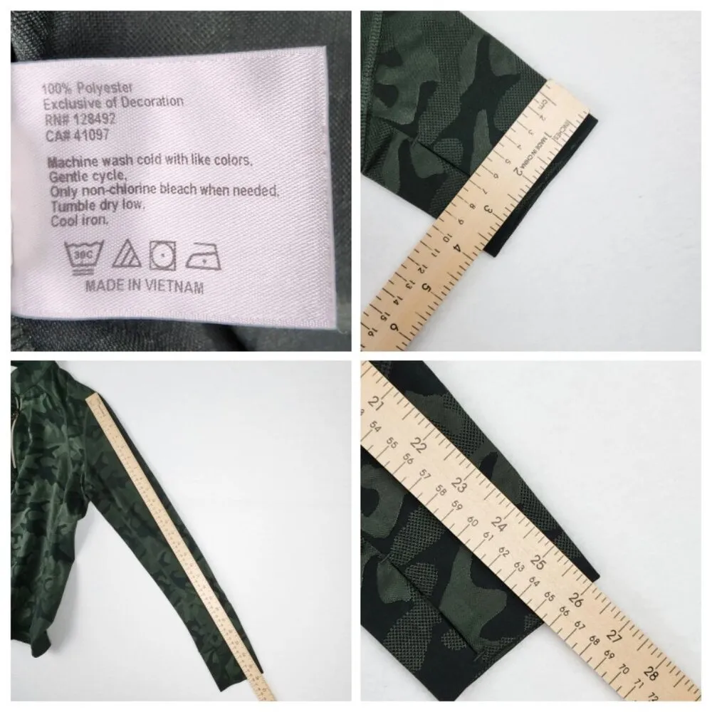 Gymshark Womens Athletic Jacket Size S Green Camo 1/4 Zip - Image 6