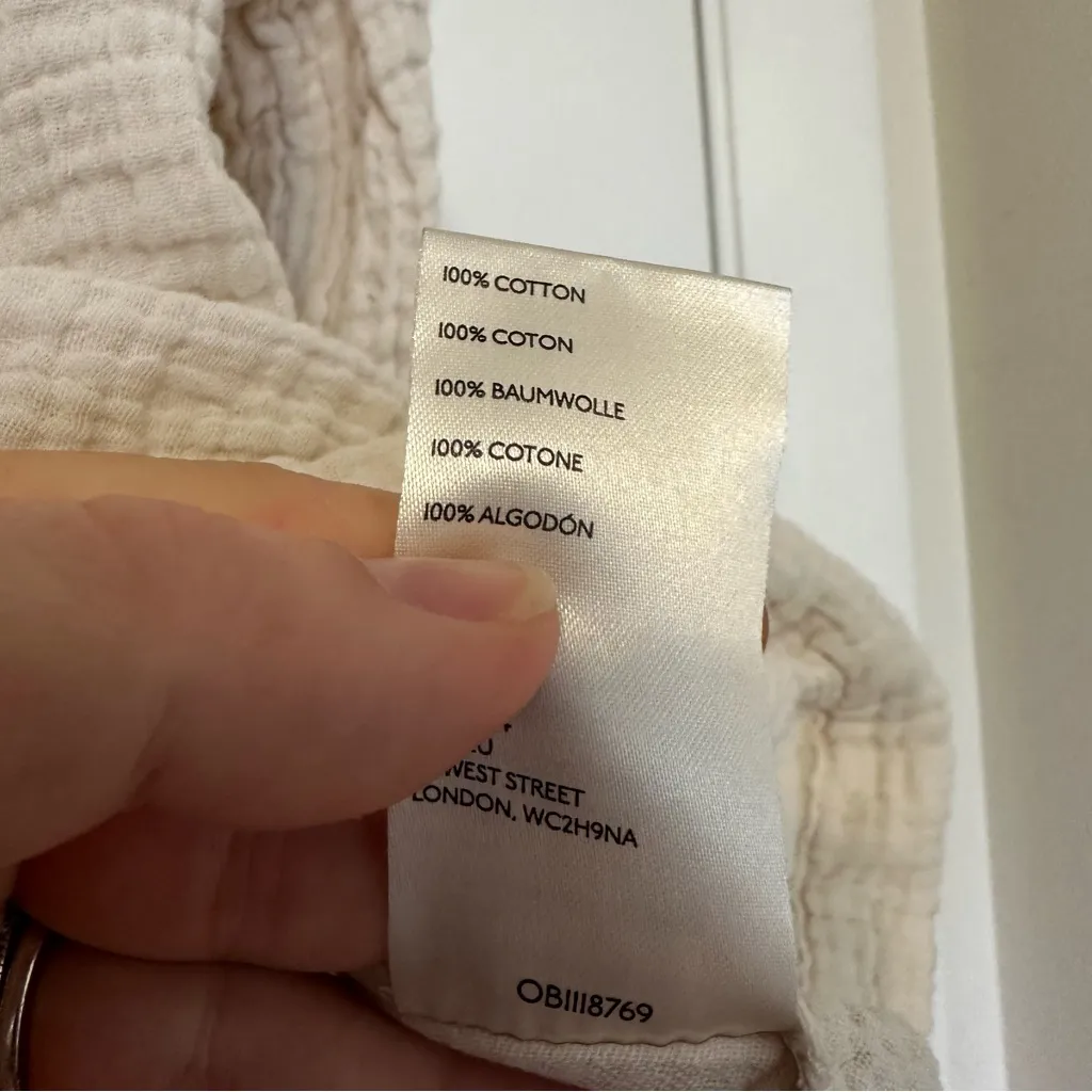 Free People Textured Cotton Long Sleeve Button Down Blouse Womens Medium - Image 6