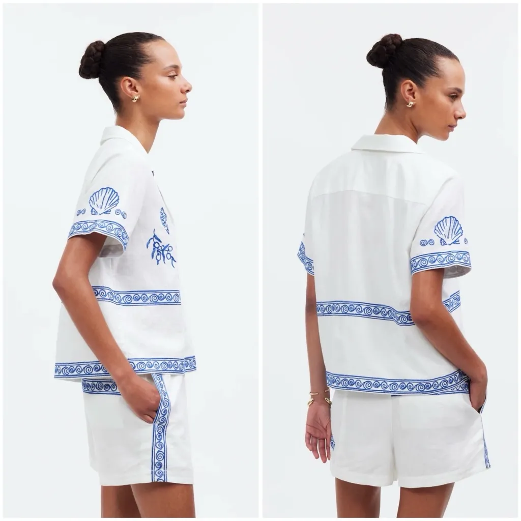 🆕 Madewell x Lisa Says Gah! Embroidered Drawstring Pull-On Shorts - Image 2