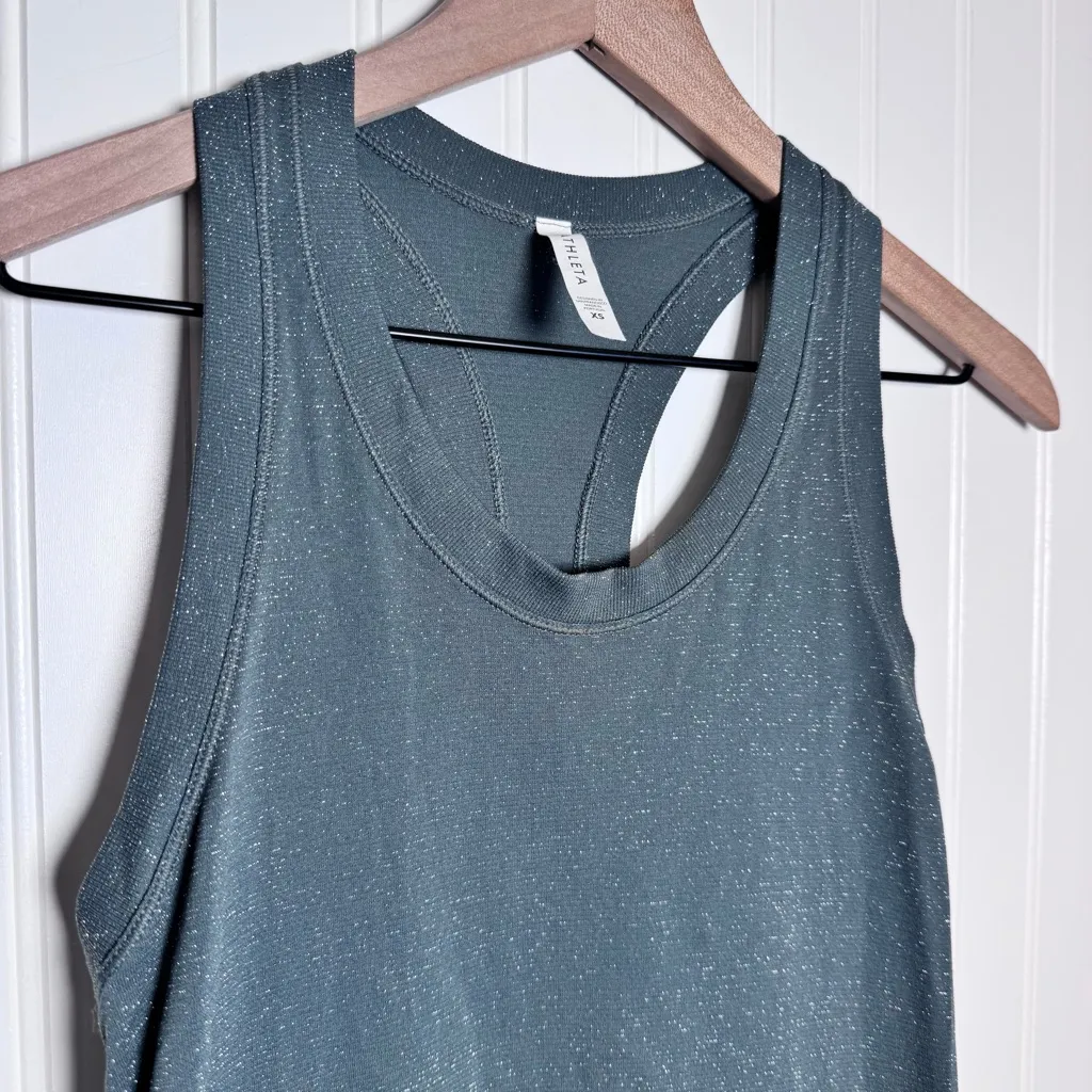 Athleta Momentum Seamless Green Sparkly Racerback Tank Top Women’s Size XS - Image 2