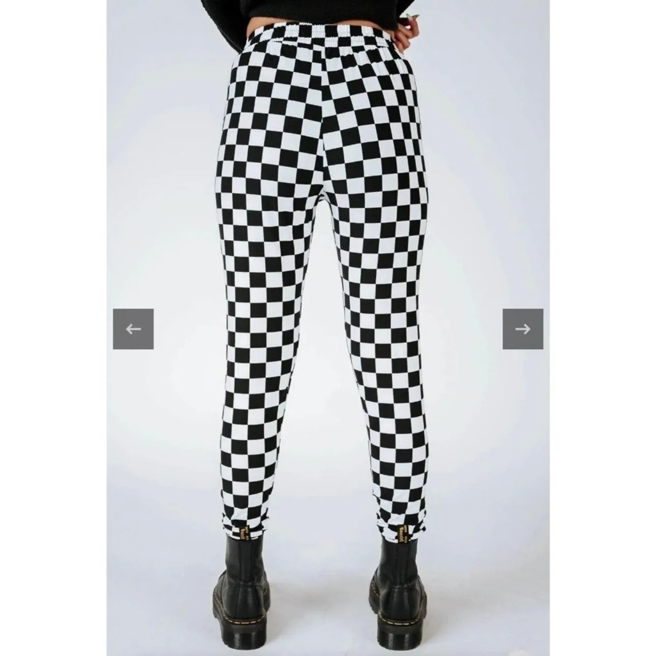 Clad & Cloth The Black Magic Joggers Black & White Checkered Pants Size Medium - Image 9