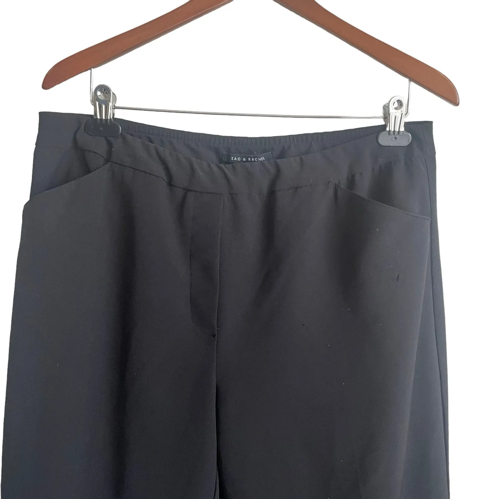 Zac & Rachel Pants Women 12 Black Tapered Leg Elastic Waist Office‎ Minimalistic - Image 10