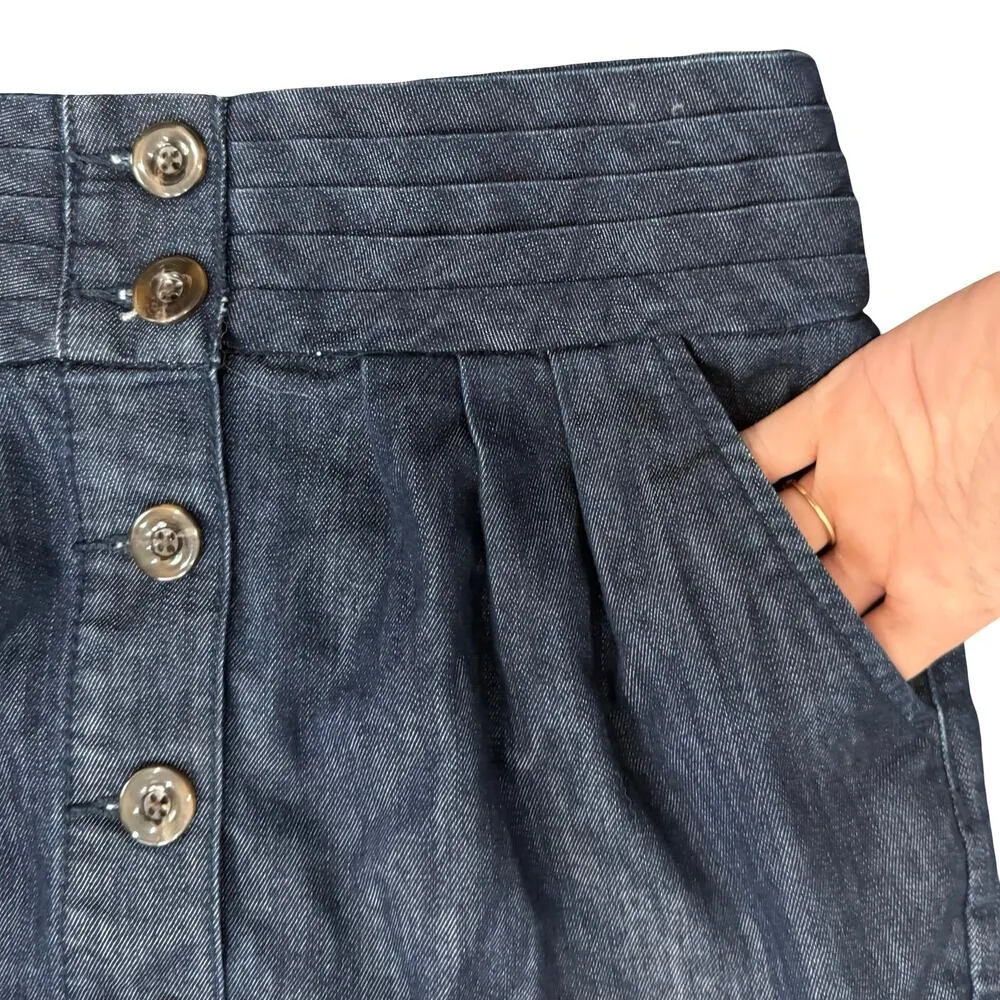 Pilcro and the Letterpress Blue Dark Wash Mini Button Front Jean Denim Skirt 6 - Image 5