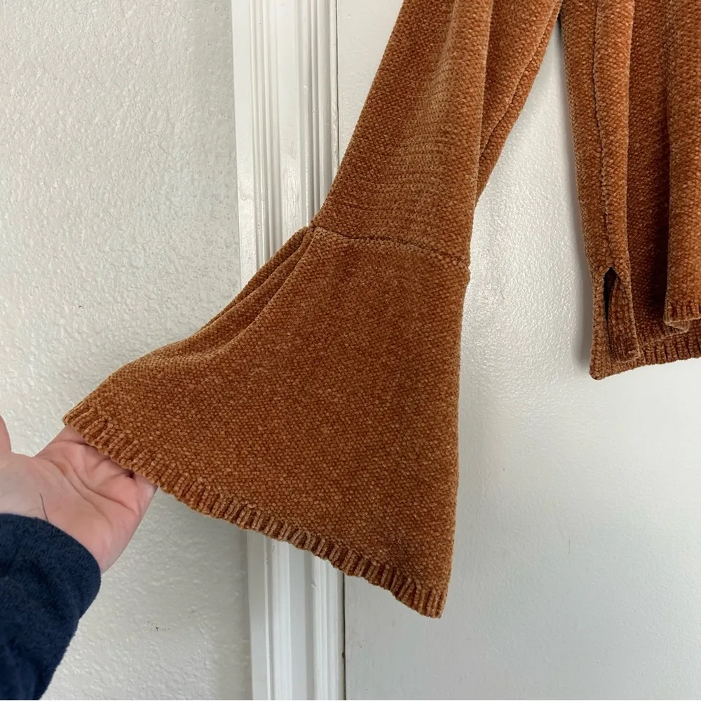 Melrose and Market Burnt Orange Chenille Mock Turtleneck Bell Sleeve Sweater - Image 4