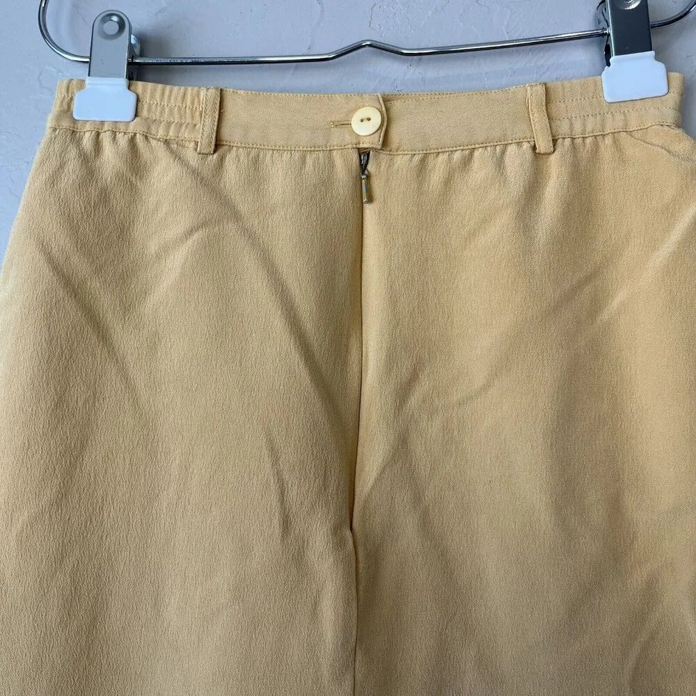 Vintage Butter Yellow Skirt 70s Mini Boho Classic 100% Silk‎ XS S Office Indie - Image 11