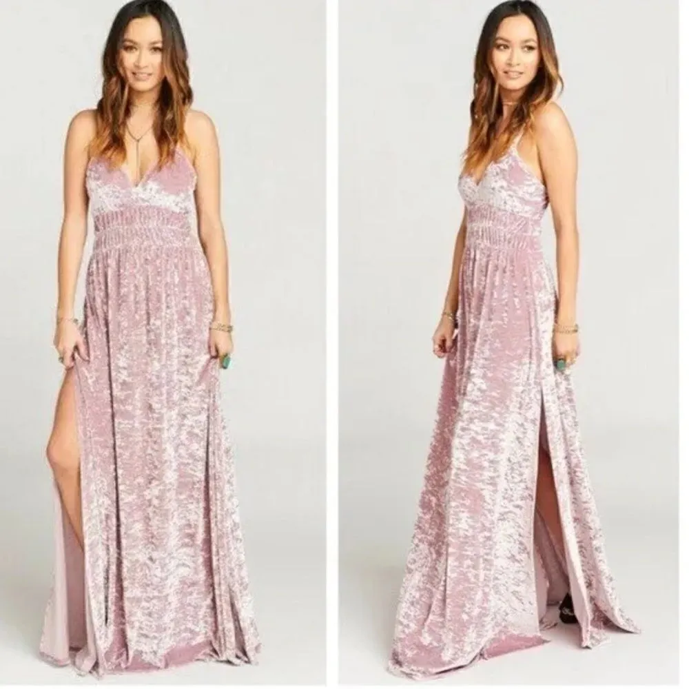 Show Me Your Mumu Aurora Pink Velvet Empire Waist Maxi Dress Women’s XS - Image 2