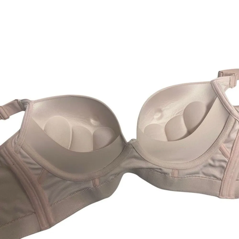 MASTECTOMY BRA Peach Inserts Nipple Indentation And Pockets Size 40 SEE DESCRIPT Pink - Image 2