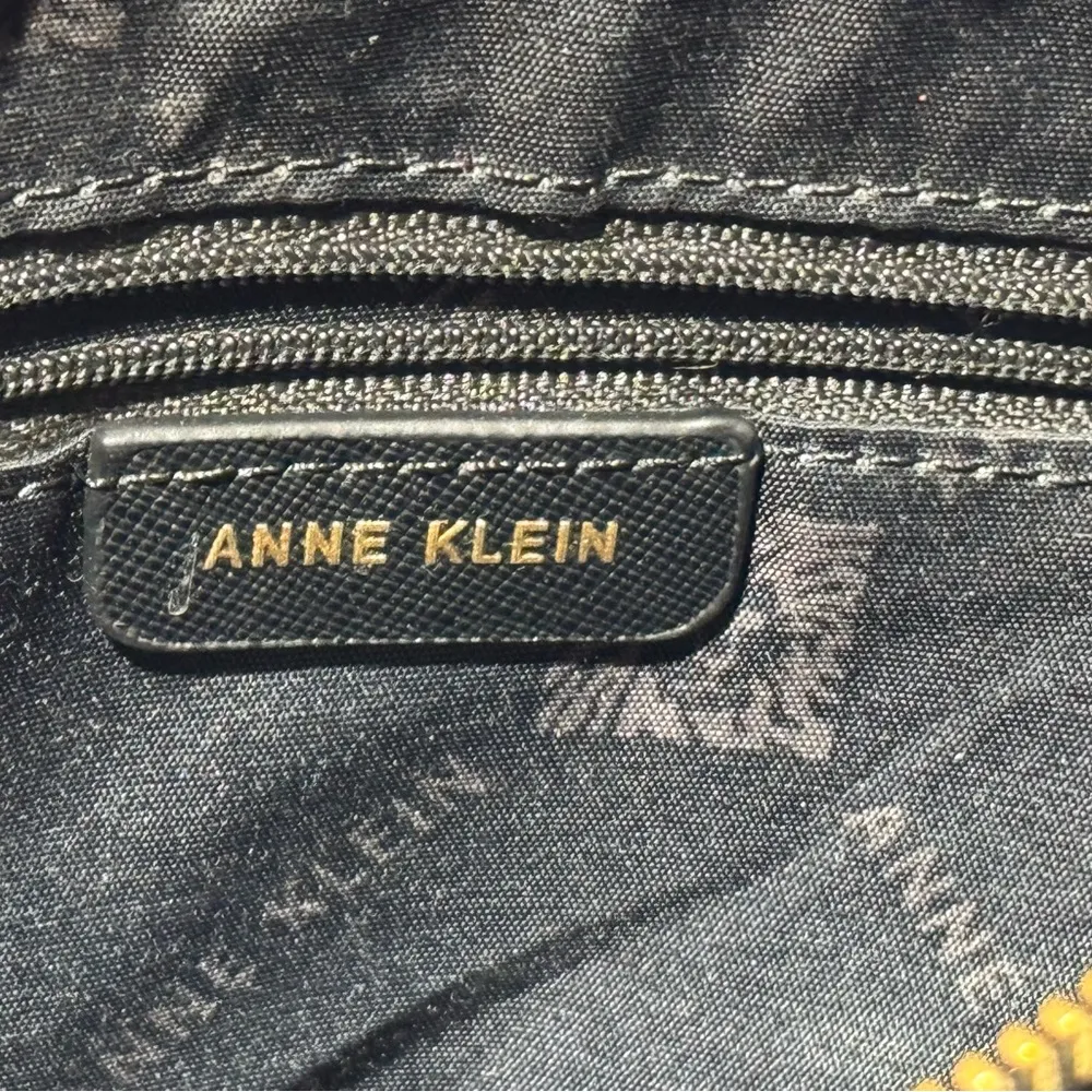 Anne Klein Crossbody Structured Dome Handbag Black POLYURETHANE Lion Logo Zipper - Image 13
