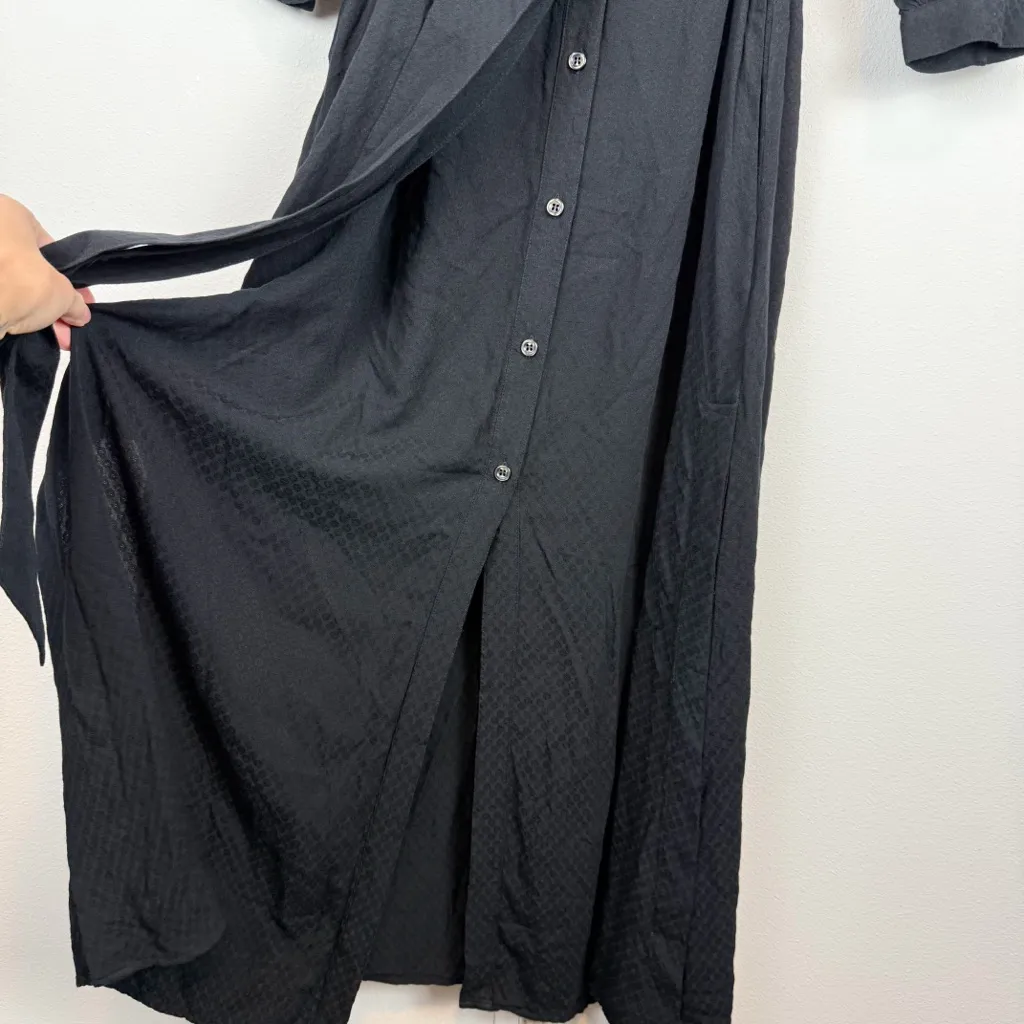 G. Label by GOOP Tizzie Midi Shirtdress Long Sleeve Black Buttob Up Size 8 Rare - Image 7