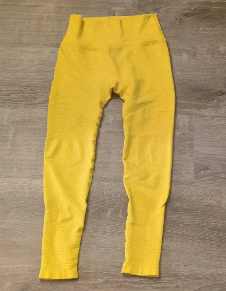 Alphalete Revival R6 Seamless Yellow Leggings Size Medium - Image 2